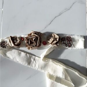 Brown Flowered Fabric Headband